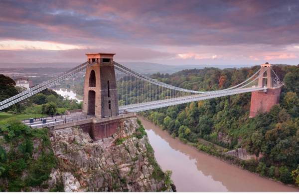 Bridge with pink sky