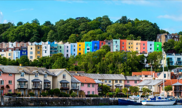 Colourful houses on sea front