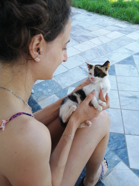 Woman holding a kitten