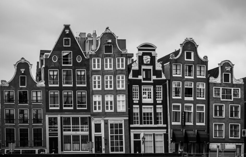 A row of tall houses