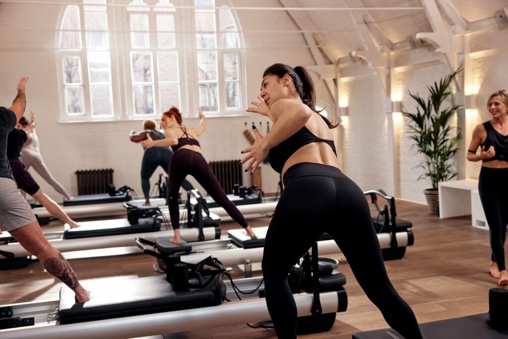 A photograph of one of our Pilates classes aimed at runners. 